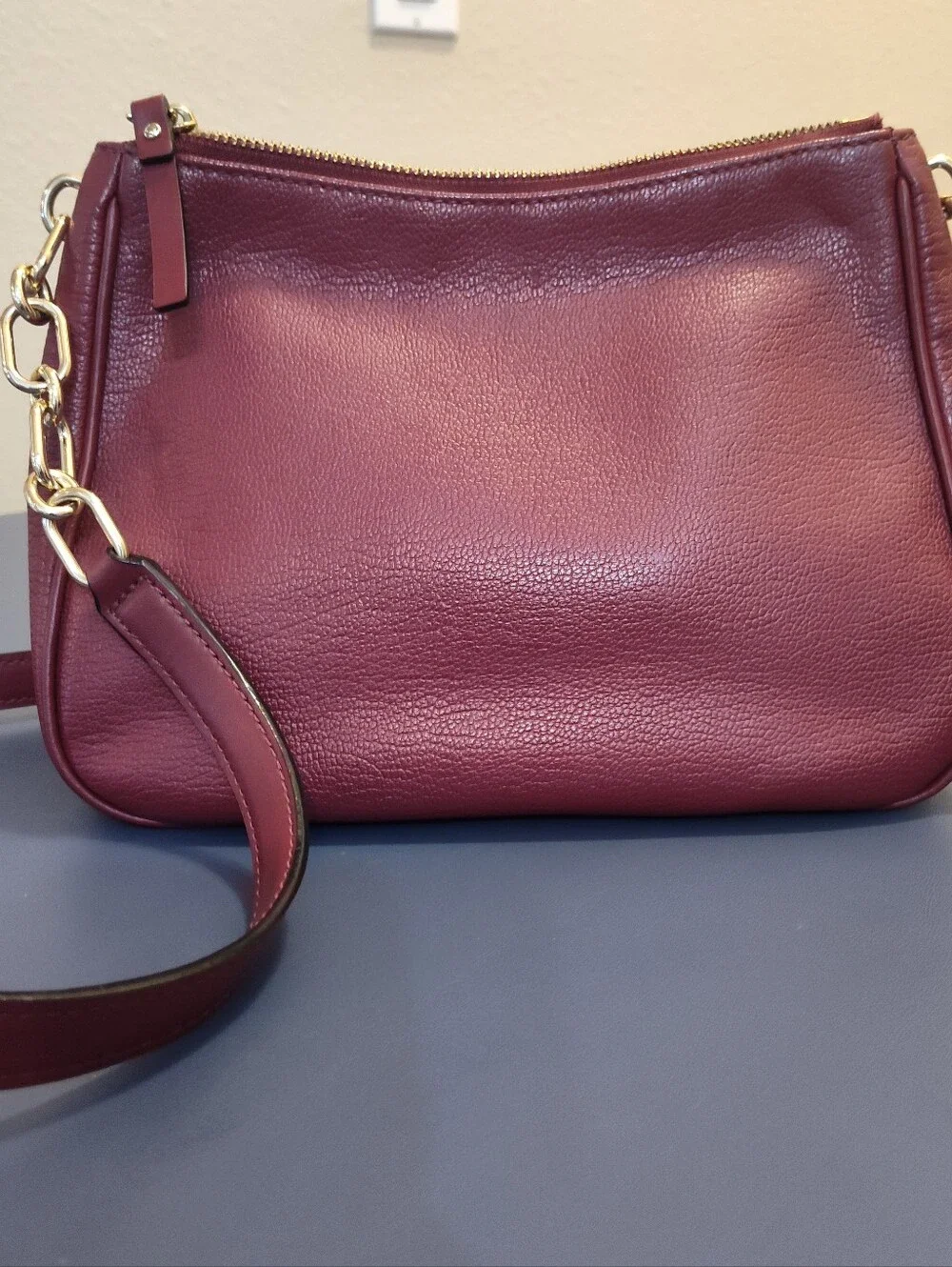 Kate Spade Robinson Lane Burgundy Cherrywood Crossbody Leather Bag Fall Holiday